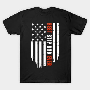 Best Step Dad Ever American Flag Stepfather Father's Day T-Shirt